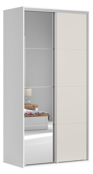 NovýNábytok.sk Šatníková skriňa BRW Flex 246 (biela+ kašmír) (so zrkadlom). Vlastná spoľahlivá doprava až k Vám domov. 1157687