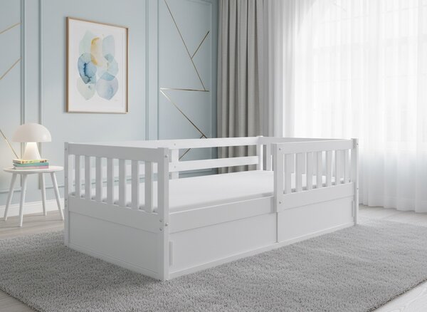 HRUŠKA Posteľ SMART 160x80 - Biela s úložným priestorom