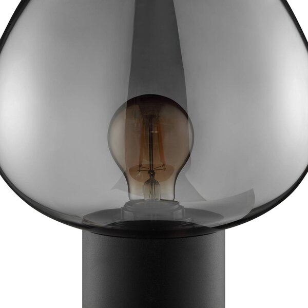 Stolová lampa Ligari, čierna/dymovo sivá, výška 28 cm kov/sklo, Hliník / sivá / zinok, Obývacia izba / jedáleň, Sklo, Stojacie svietidlo