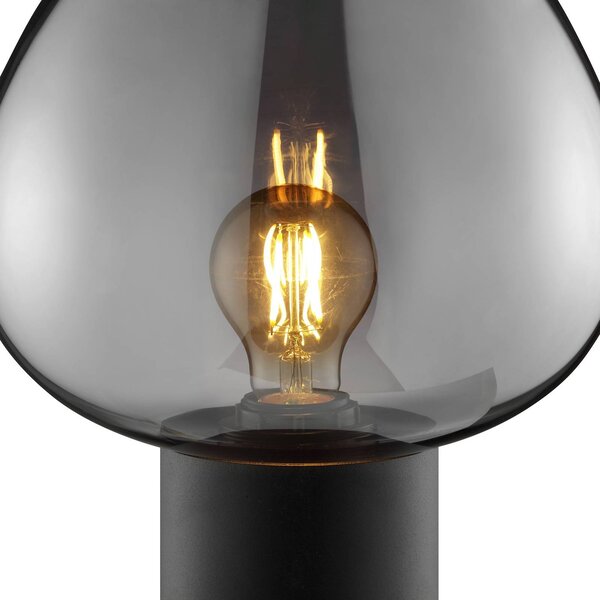 Stolová lampa Ligari, čierna/dymovo sivá, výška 28 cm kov/sklo, Hliník / sivá / zinok, Obývacia izba / jedáleň, Sklo, Stojacie svietidlo