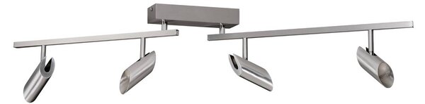 LED stropné bodové svetlá Risell, dĺžka 104 cm, hliníková farba, Hliník / sivá / zinok, Obývacia izba / jedáleň, Hliník, Moderný, Stropné svetlo