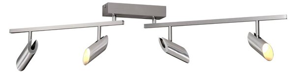 LED stropné bodové svetlá Risell, dĺžka 104 cm, hliníková farba, Hliník / sivá / zinok, Obývacia izba / jedáleň, Hliník, Moderný, Stropné svetlo
