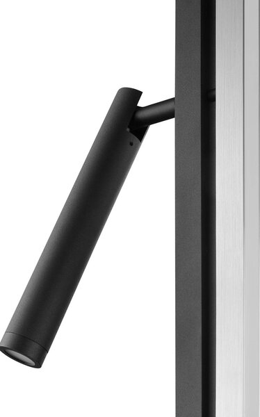LED stojacia lampa Pulse, čierna, výška 150 cm, kov, na citanie, Čierna, Obývacia izba / jedáleň, kov, Moderný