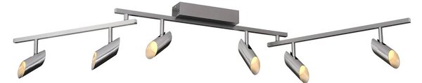 LED stropné bodové svetlá Risell, dĺžka 142 cm, hliníková farba, Hliník / sivá / zinok, Obývacia izba / jedáleň, Hliník, Moderný, Stropné svetlo
