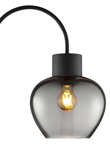 Stojacia lampa Ligari, čierna/dymovo sivá, výška 164 cm kov/sklo, Hliník / sivá / zinok, Obývacia izba / jedáleň, Sklo, Stojaca lampa