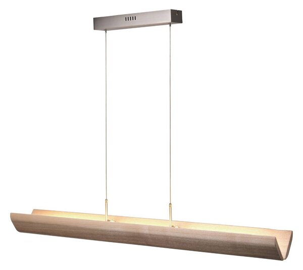 Brilliant LED závesné svietidlo Monterra, dĺžka 132 cm, hnedé, drevo, Svetlé drevo, Obývacia izba / jedáleň, Drevo, Závesné svietidlo