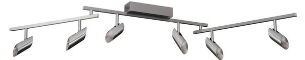 LED stropné bodové svetlá Risell, dĺžka 142 cm, hliníková farba, Hliník / sivá / zinok, Obývacia izba / jedáleň, Hliník, Moderný, Stropné svetlo