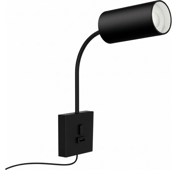 Immax NEO 08295L - Nástenné svietidlo s USB PUNTO 1xGU10/9W/230V čierne