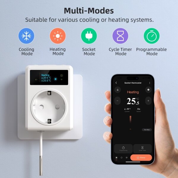 Immax NEO 07811L - Inteligentná zásuvka s teplomerom F 3680W Wi-Fi