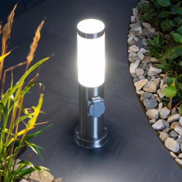 Brilagi - Vonkajšia lampa s 2 zásuvkami SCHUKO NOVA 1xE27/15W/230V 40 cm IP44 chróm