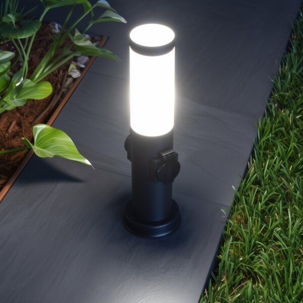Brilagi - Vonkajšia lampa s 2 zásuvkami SCHUKO NOVA 1xE27/15W/230V 40 cm IP44 čierna