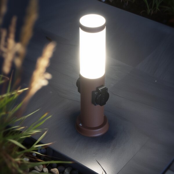 Brilagi - Vonkajšia lampa s 2 zásuvkami SCHUKO NOVA 1xE27/15W/230V 40 cm IP44 hnedá