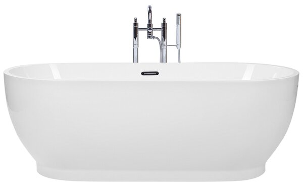 Voľne stojaca vaňa biela akrylát 170 x 78 cm oválny tvar lesklá povrchová úprava pre 1 osobu moderný štýl kúpeľňa