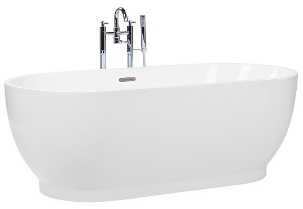 Voľne stojaca vaňa biela akrylát 170 x 78 cm oválny tvar lesklá povrchová úprava pre 1 osobu moderný štýl kúpeľňa
