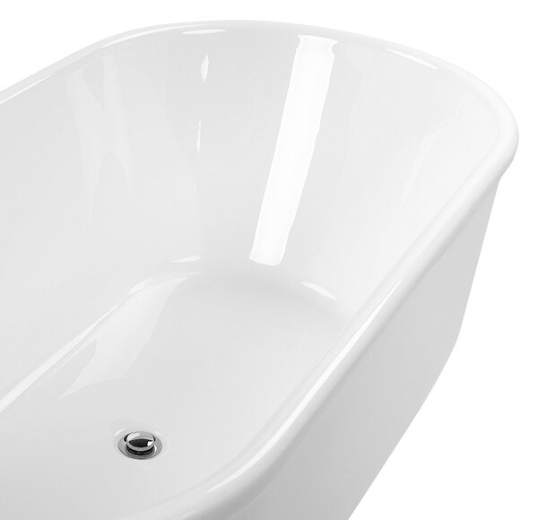 Voľne stojaca vaňa biela akryl 170 cm lesklá povrchová úprava oválny tvar pre 1 osobu minimalistický dizajn moderný štýl kúpeľňa