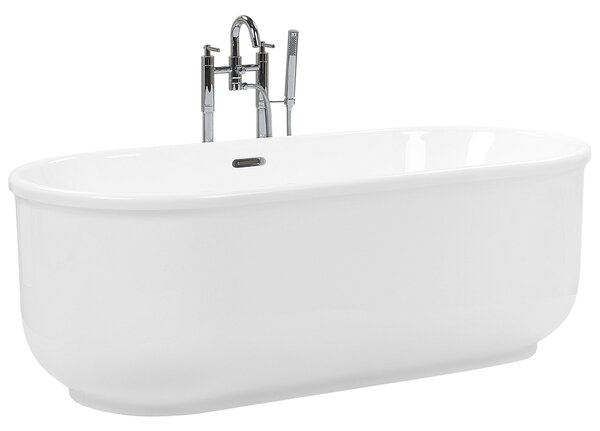 Voľne stojaca vaňa biela akryl 170 cm lesklá povrchová úprava oválny tvar pre 1 osobu minimalistický dizajn moderný štýl kúpeľňa