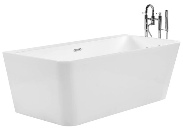 Vaňa biela sanitárny akrylát 170 x 80 cm oválna pre jednu osobu minimalistický dizajn