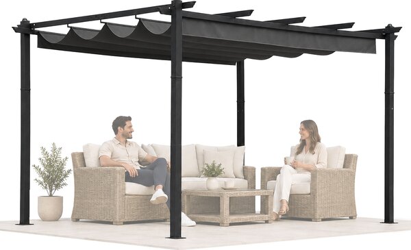 Terasová záhradná pergola 3x4 m oceľový altánok s prístreškom sivá MultiGarden