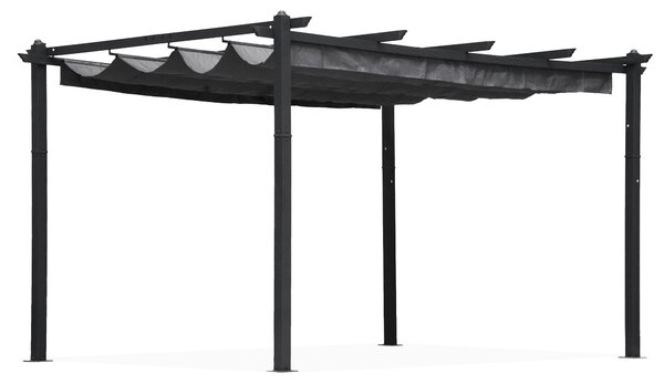 Terasová záhradná pergola 3x4 m oceľový altánok s prístreškom sivá MultiGarden