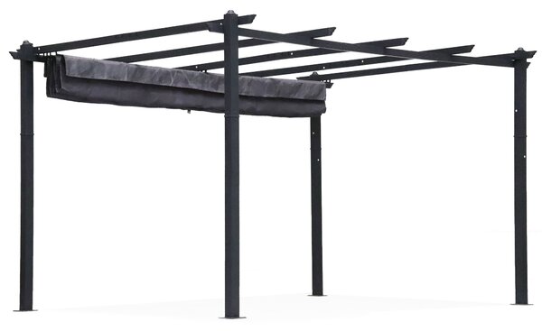Terasová záhradná pergola 3x4 m oceľový altánok s prístreškom sivá MultiGarden