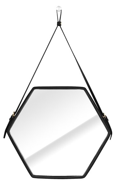 Nástenné zrkadlo, čierne, 54x47,5x3 cm, Ebi