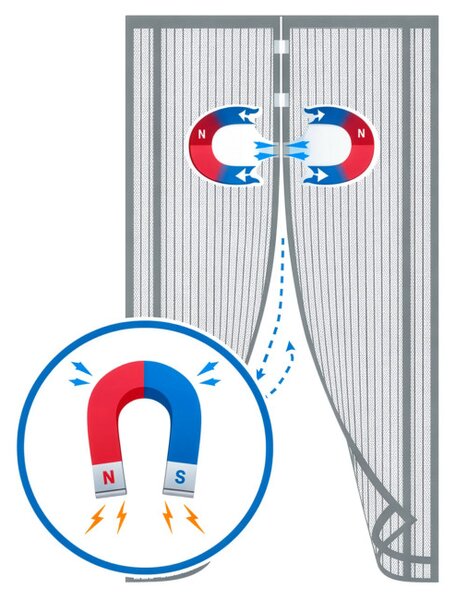 Magnetická sieťka proti hmyzu sivá