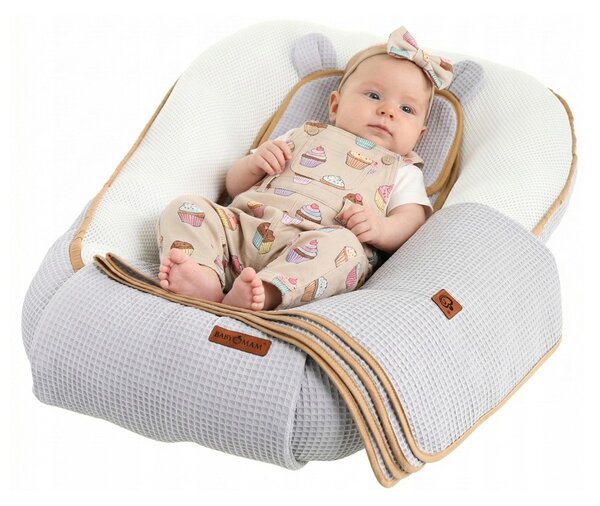MAXMAX Hniezdočko (kokon) pre bábätko - BABYMAM AIR 3D SAFE SLEEP SET - šedé