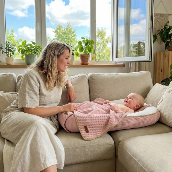 MAXMAX Hniezdočko (kokon) pre bábätko - BABYMAM AIR 3D SAFE SLEEP SET - ružové