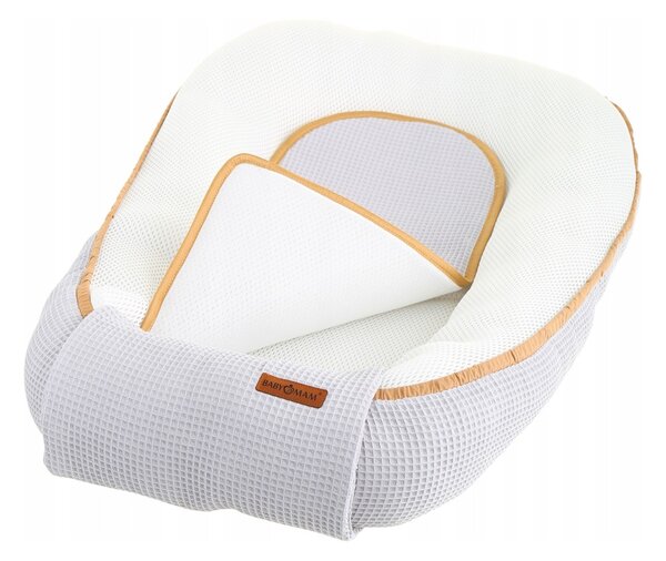 MAXMAX Hniezdočko (kokon) pre bábätko - BABYMAM AIR 3D SAFE SLEEP SET - šedé