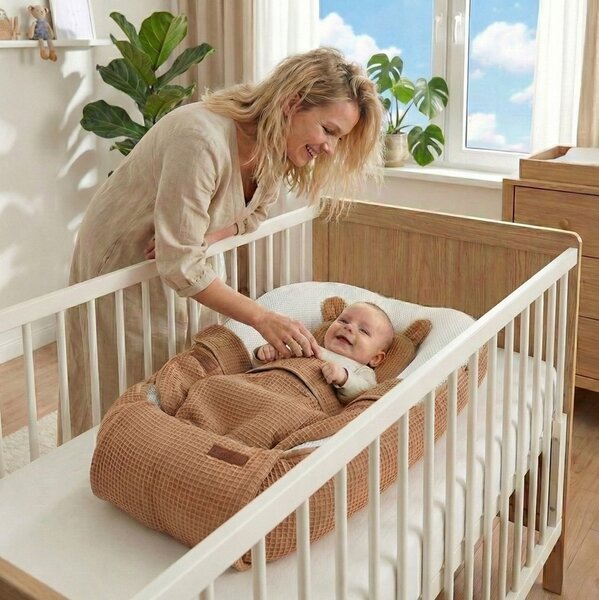 MAXMAX Hniezdočko (kokon) pre bábätko - BABYMAM AIR 3D SAFE SLEEP SET - cappuccino