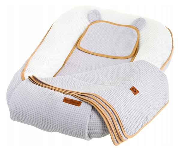 MAXMAX Hniezdočko (kokon) pre bábätko - BABYMAM AIR 3D SAFE SLEEP SET - šedé