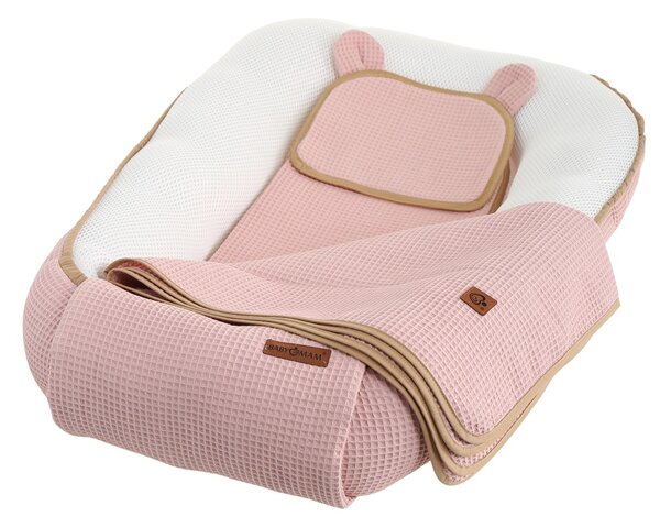 MAXMAX Hniezdočko (kokon) pre bábätko - BABYMAM AIR 3D SAFE SLEEP SET - ružové
