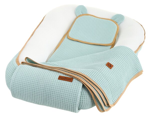 MAXMAX Hniezdočko (kokon) pre bábätko - BABYMAM AIR 3D SAFE SLEEP SET - šalviové