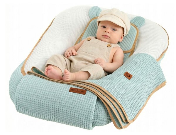 MAXMAX Hniezdočko (kokon) pre bábätko - BABYMAM AIR 3D SAFE SLEEP SET - šalviové