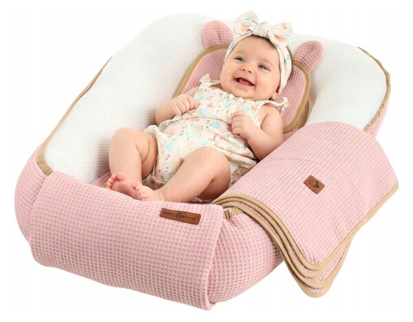 MAXMAX Hniezdočko (kokon) pre bábätko - BABYMAM AIR 3D SAFE SLEEP SET - ružové