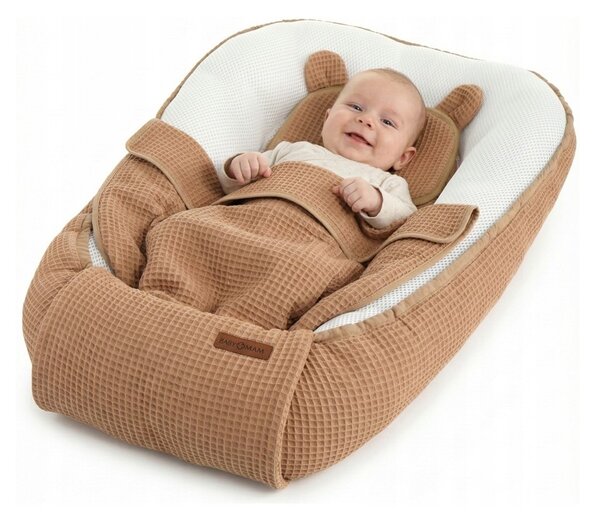 MAXMAX Hniezdočko (kokon) pre bábätko - BABYMAM AIR 3D SAFE SLEEP SET - cappuccino