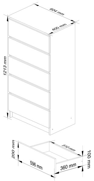 Ak furniture Komoda CLP K60 5SZ 60 cm kašmír