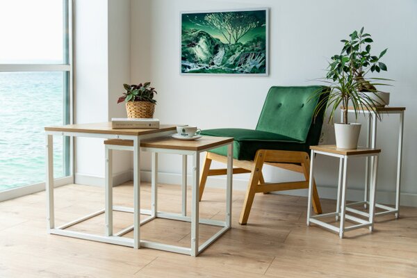 Sada 2 konferenčných stolíkov PRAVEN Craft biela