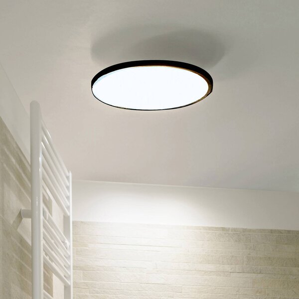 LIGHTME LED stropné svietidlo Aqua Ø 30,2 cm čierne, Čierna, Kúpeľňa, Hliník, Moderný, Závesné svietidlo