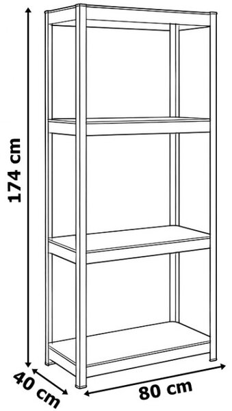 Regál 174x80x40 cm čierny