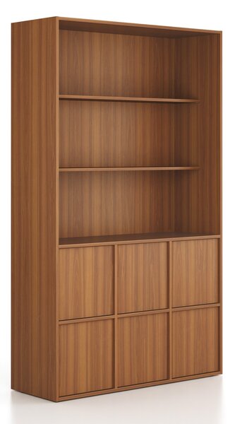 Kancelárska skriňa FRAME, 6x dvere, 2x polica, 1299 x 450 x 2162 mm, PUSH-lock, orech