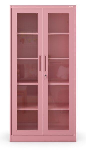 Sklenená vitrína AMELIA, 900 x 1850 x 400 mm, Fresh Style: púdrovo ružová
