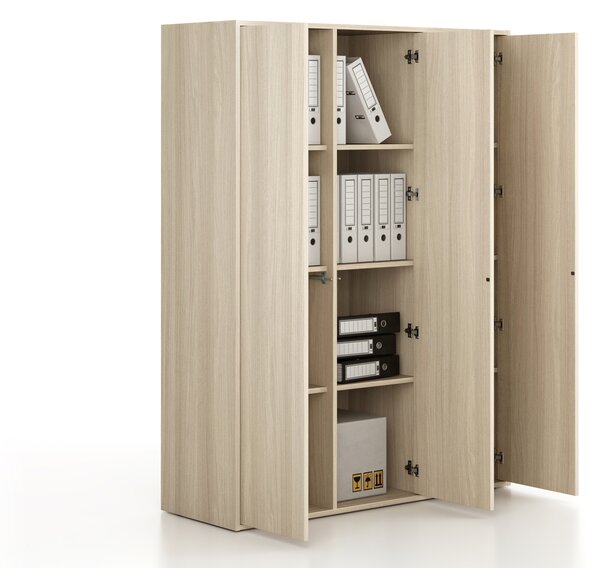 Kancelárska skriňa FRAME, 3x dvere, 1299 x 450 x 1735 mm, PUSH-lock, dub prírodný
