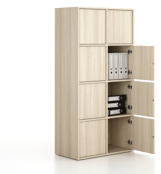 Kancelárska skriňa FRAME, 8x dvere, 872 x 450 x 1735 mm, PUSH-lock, dub prírodný