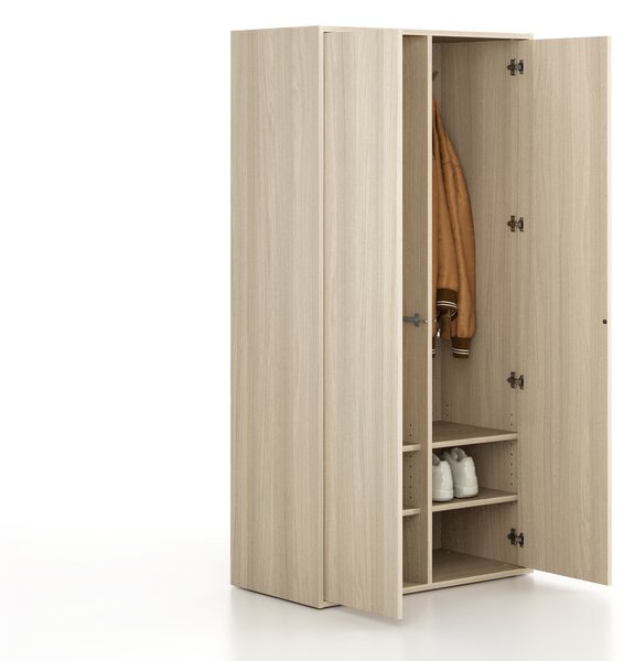 Šatníková skriňa FRAME, 2 oddiely, 872 x 450 x 1735 mm, PUSH-lock, dub prírodný