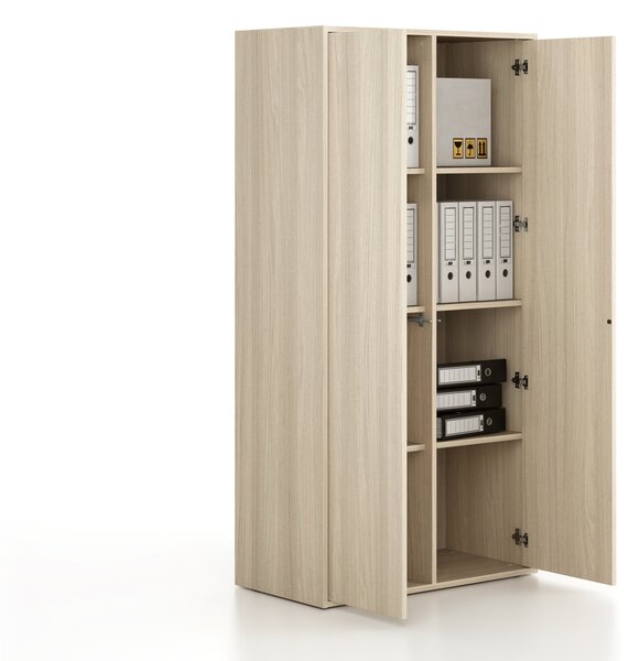 Kancelárska skriňa FRAME, 2x dvere, 872 x 450 x 1735 mm, PUSH-lock, dub prírodný