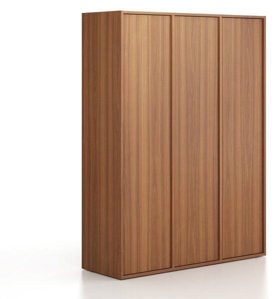 Šatníková skriňa FRAME, 3 oddiely, 1299 x 450 x 1735 mm, PUSH-lock, orech