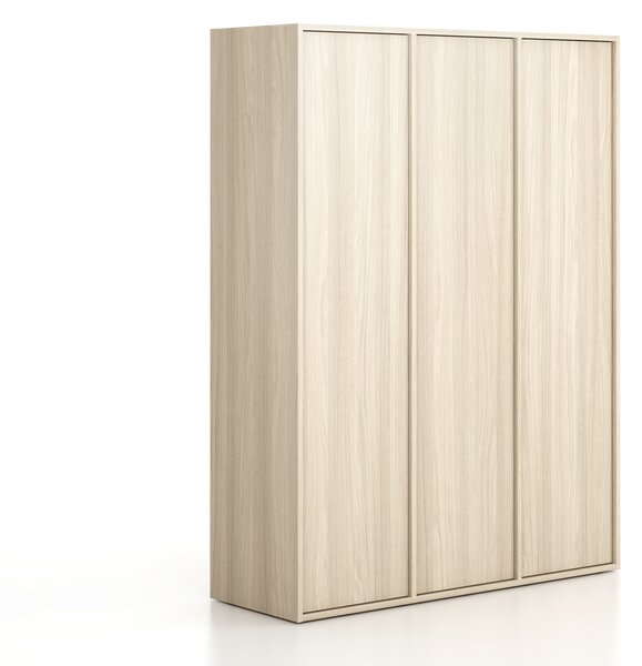 Šatníková skriňa FRAME, 3 oddiely, 1299 x 450 x 1735 mm, PUSH-lock, dub prírodný