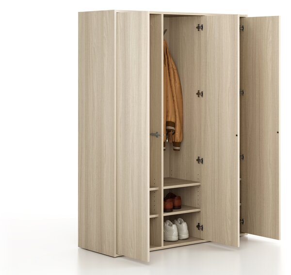 Šatníková skriňa FRAME, 3 oddiely, 1299 x 450 x 1735 mm, PUSH-lock, dub prírodný
