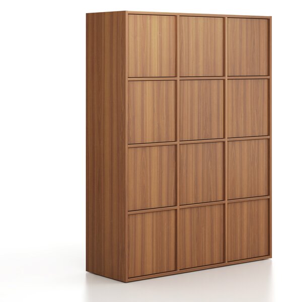 Kancelárska skriňa FRAME, 12x dvere, 1299 x 450 x 1735 mm, PUSH-lock, orech